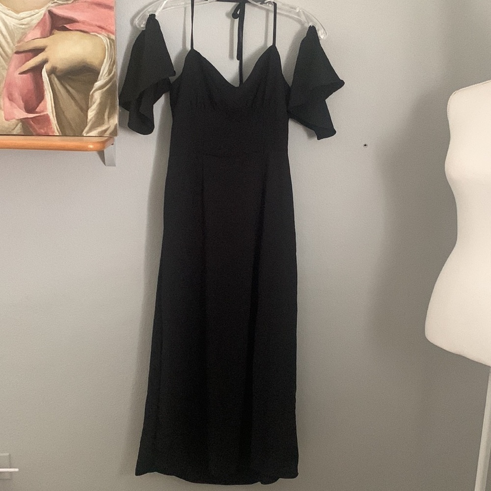 WOMEN'S at Urban Outfitters, Midi slip off the shoulder dress